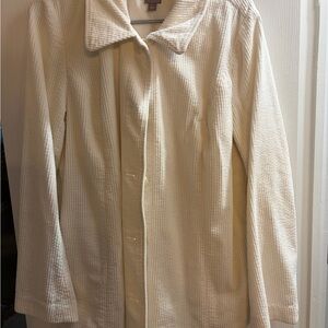 J. Jill Cream Ribbed Trench Coat
